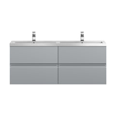 [BFRA204C] Mavesyn Contemporary 4 Drawer Wall Hung Vanity Unit with Basin, Satin Grey, 1200mm - Cutout