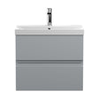 [BFRA204D] Mavesyn Contemporary 2 Drawer Wall Hung Vanity Unit with Thin Edge Basin, Satin Grey, 600mm - Cutout
