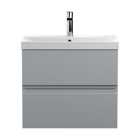 [BFRA204D] Mavesyn Contemporary 2 Drawer Wall Hung Vanity Unit with Thin Edge Basin, Satin Grey, 600mm - Cutout