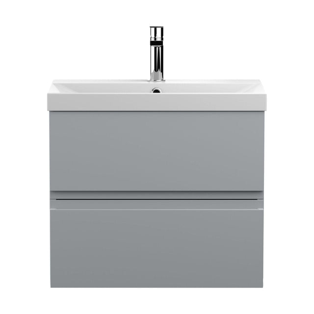 [BFRA204D] Mavesyn Contemporary 2 Drawer Wall Hung Vanity Unit with Thin Edge Basin, Satin Grey, 600mm - Cutout