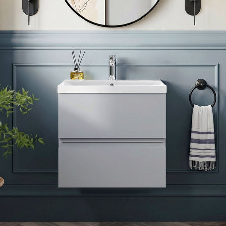 [BFRA204D] Mavesyn Contemporary 2 Drawer Wall Hung Vanity Unit with Thin Edge Basin - Choice of Size and Colour - Silo