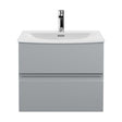 [BFRA204G] Mavesyn Contemporary 2 Drawer Wall Hung Vanity Unit with Curved Basin, Satin Grey, 600mm - Cutout