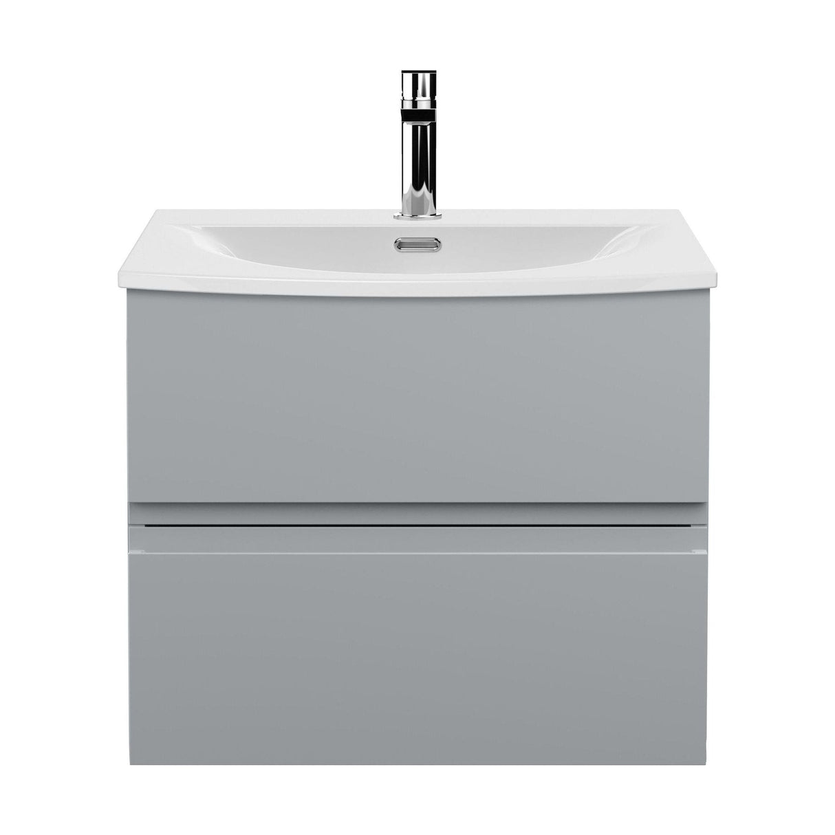 [BFRA204G] Mavesyn Contemporary 2 Drawer Wall Hung Vanity Unit with Curved Basin, Satin Grey, 600mm - Cutout