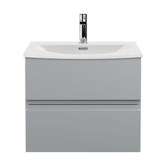 [BFRA204G] Mavesyn Contemporary 2 Drawer Wall Hung Vanity Unit with Curved Basin, Satin Grey, 600mm - Cutout