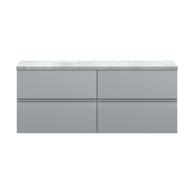 [BFRA204LBG2] Mavesyn Contemporary 4 Drawer Wall Hung Vanity Unit with Laminate Worktop, Satin Grey, 1200mm - Cutout