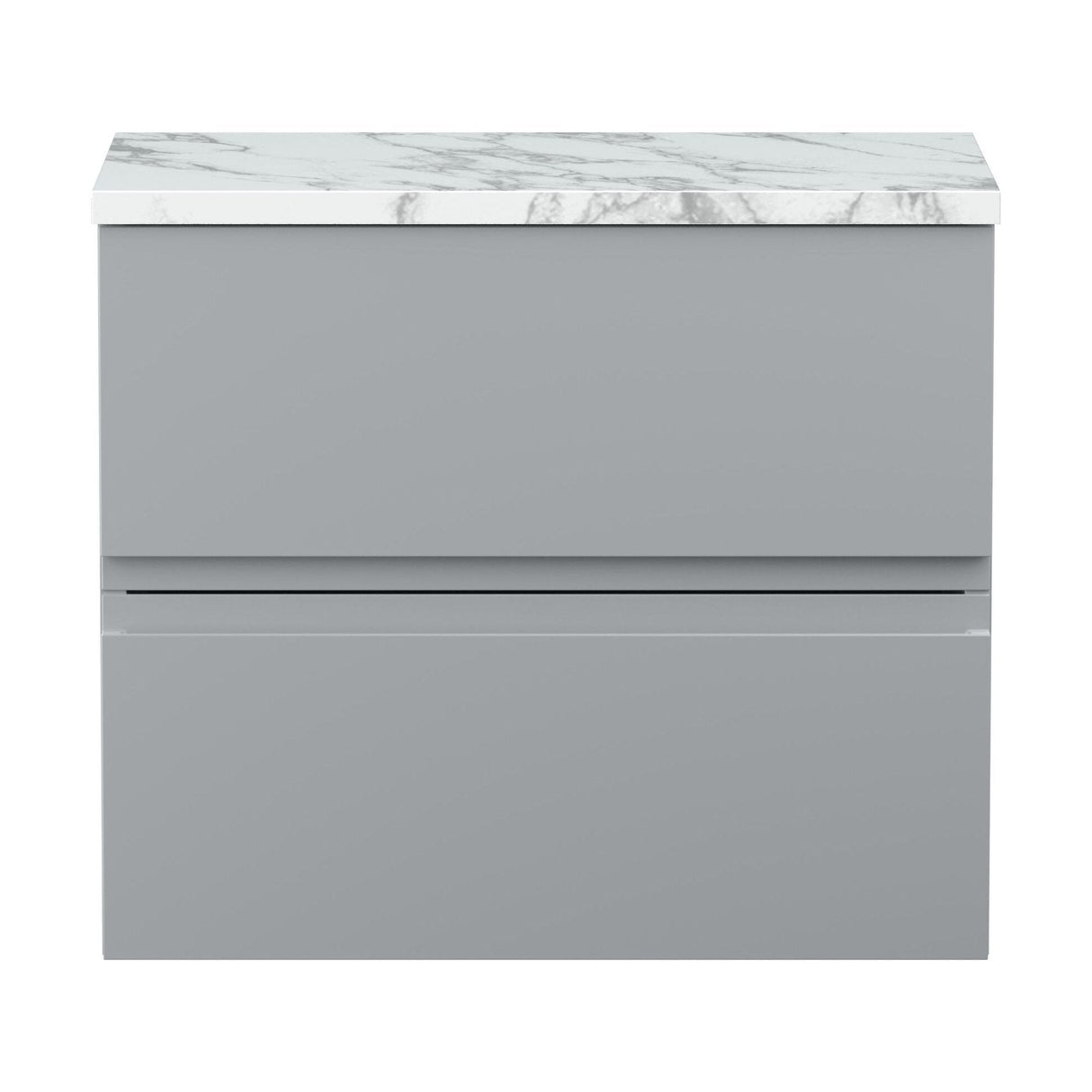 [BFRA204LCM] Mavesyn Contemporary 2 Drawer Wall Hung Vanity Unit with Laminate Worktop, Satin Grey, 600mm - Cutout