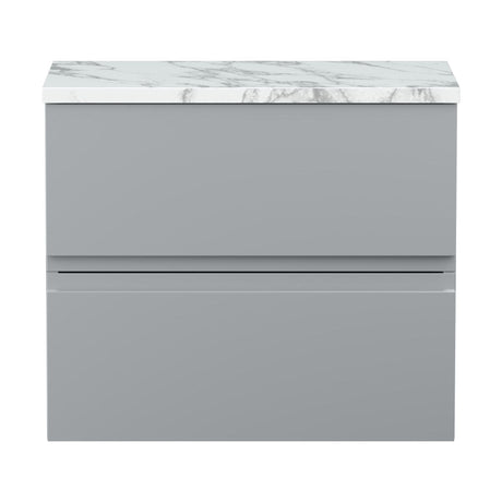 [BFRA204LCM] Mavesyn Contemporary 2 Drawer Wall Hung Vanity Unit with Laminate Worktop, Satin Grey, 600mm - Cutout