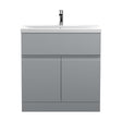 [BFRA205A] Mavesyn Contemporary 2 Door 1 Drawer Floor Standing Vanity Unit with Mid-Edge Basin, Satin Grey, 800mm - Cutout