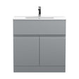 [BFRA205B] Mavesyn Contemporary 2 Door 1 Drawer Floor Standing Vanity Unit with Minimalist Basin, Satin Grey, 800mm - Cutout
