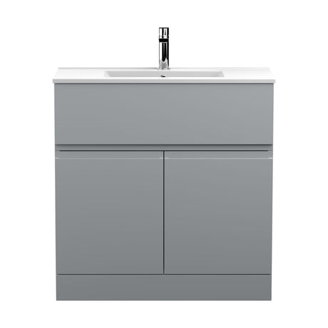 [BFRA205B] Mavesyn Contemporary 2 Door 1 Drawer Floor Standing Vanity Unit with Minimalist Basin - Choice of Size and Colour - Cutout