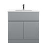 [BFRA205B] Mavesyn Contemporary 2 Door 1 Drawer Floor Standing Vanity Unit with Minimalist Basin - Choice of Size and Colour - Cutout