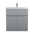 [BFRA205D] Mavesyn Contemporary 2 Door 1 Drawer Floor Standing Vanity Unit with Thin Edge Basin, Satin Grey, 800mm - Cutout