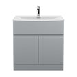 [BFRA205G] Mavesyn Contemporary 2 Door 1 Drawer Floor Standing Vanity Unit with Curved Basin, Satin Grey, 800mm - Cutout