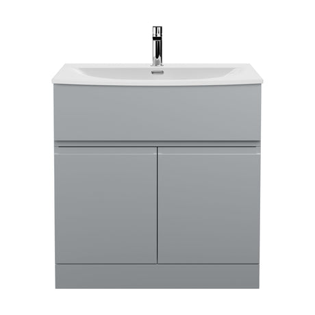 [BFRA205G] Mavesyn Contemporary 2 Door 1 Drawer Floor Standing Vanity Unit with Curved Basin - Choice of Size and Colour - Cutout