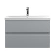 [BFRA206A] Mavesyn Contemporary 2 Drawer Wall Hung Vanity Unit with Mid-Edge Basin, Satin Grey, 800mm - Cutout
