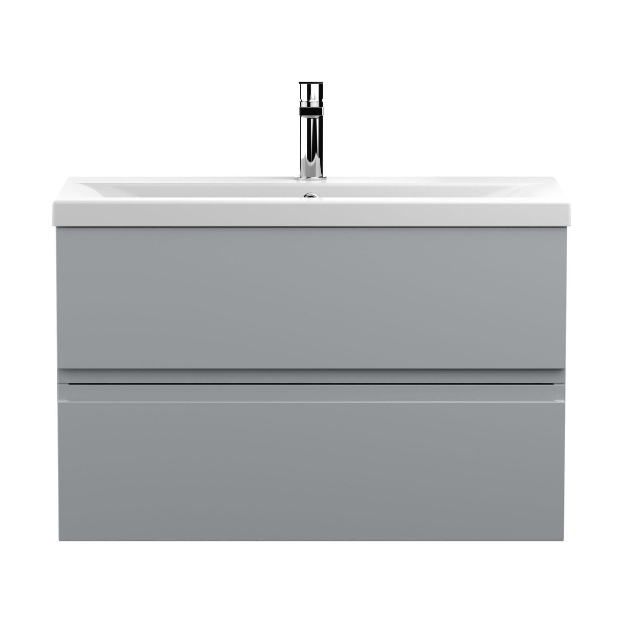 [BFRA206A] Mavesyn Contemporary 2 Drawer Wall Hung Vanity Unit with Mid-Edge Basin, Satin Grey, 800mm - Cutout