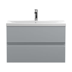 [BFRA206A] Mavesyn Contemporary 2 Drawer Wall Hung Vanity Unit with Mid-Edge Basin, Satin Grey, 800mm - Cutout