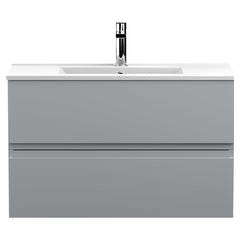 [BFRA206B] Mavesyn Contemporary 2 Drawer Wall Hung Vanity Unit with Minimalist Basin - Choice of Size and Colour - Cutout