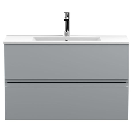 [BFRA206B] Mavesyn Contemporary 2 Drawer Wall Hung Vanity Unit with Minimalist Basin - Choice of Size and Colour - Cutout