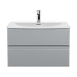 [BFRA206G] Mavesyn Contemporary 2 Drawer Wall Hung Vanity Unit with Curved Basin, Satin Grey, 800mm - Cutout