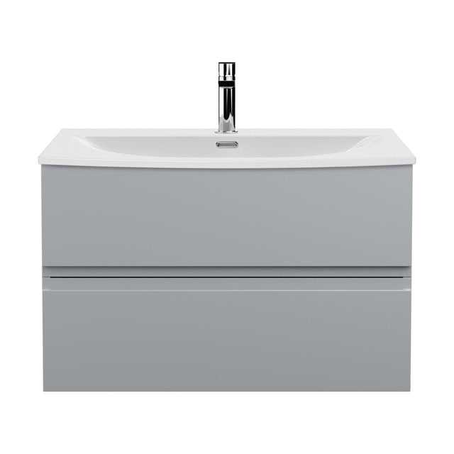 [BFRA206G] Mavesyn Contemporary 2 Drawer Wall Hung Vanity Unit with Curved Basin, Satin Grey, 800mm - Cutout