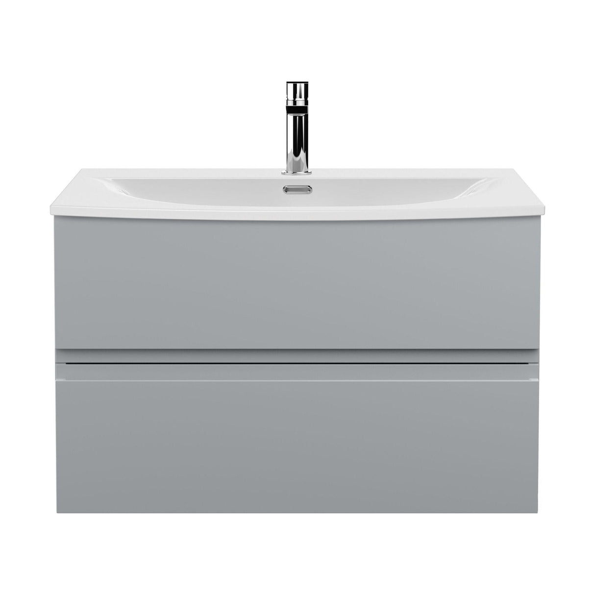 [BFRA206G] Mavesyn Contemporary 2 Drawer Wall Hung Vanity Unit with Curved Basin - Choice of Size and Colour - Cutout