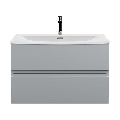 [BFRA206G] Mavesyn Contemporary 2 Drawer Wall Hung Vanity Unit with Curved Basin - Choice of Size and Colour - Cutout