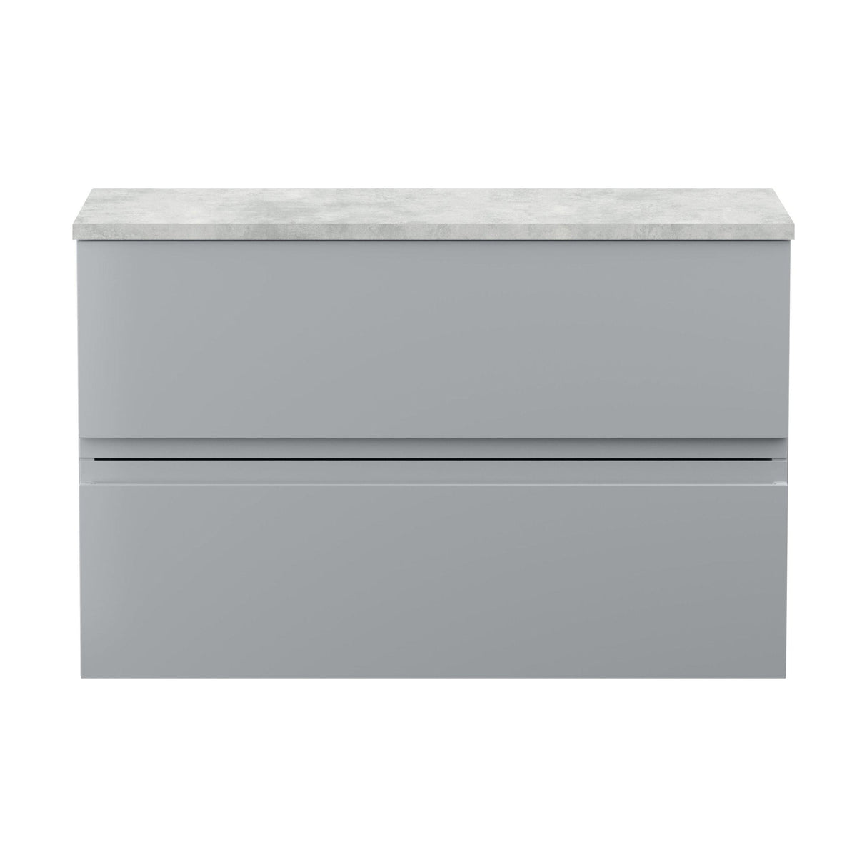 [BFRA206LBG] Mavesyn Contemporary 2 Drawer Wall Hung Vanity Unit with Laminate Worktop, Satin Grey, 805mm - Cutout