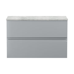 [BFRA206LBG] Mavesyn Contemporary 2 Drawer Wall Hung Vanity Unit with Laminate Worktop, Satin Grey, 805mm - Cutout