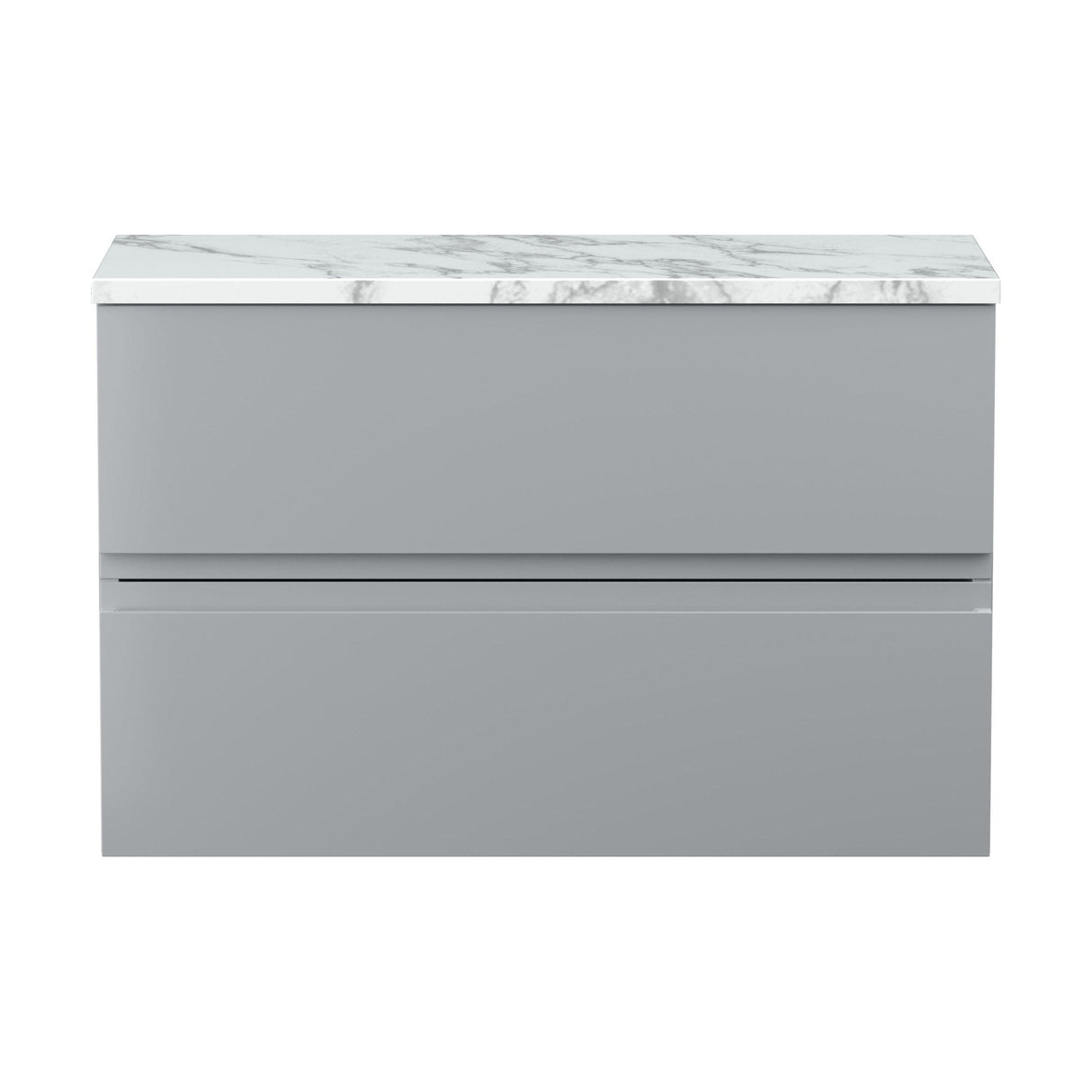 [BFRA206LCM] Mavesyn Contemporary 2 Drawer Wall Hung Vanity Unit with Laminate Worktop, Satin Grey, 800mm - Cutout