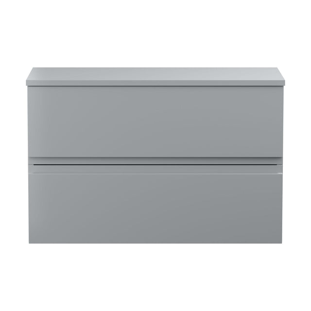 [BFRA206W] Mavesyn Contemporary 2 Drawer Wall Hung Vanity Unit with Worktop, Satin Grey, 800mm - Cutout