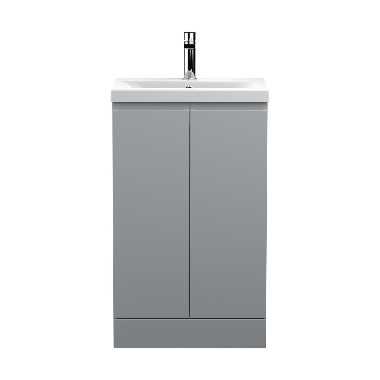 [BFRA207A] Mavesyn Contemporary 2 Door Floor Standing Vanity Unit with Mid-Edge Basin, Satin Grey, 500mm - Cutout