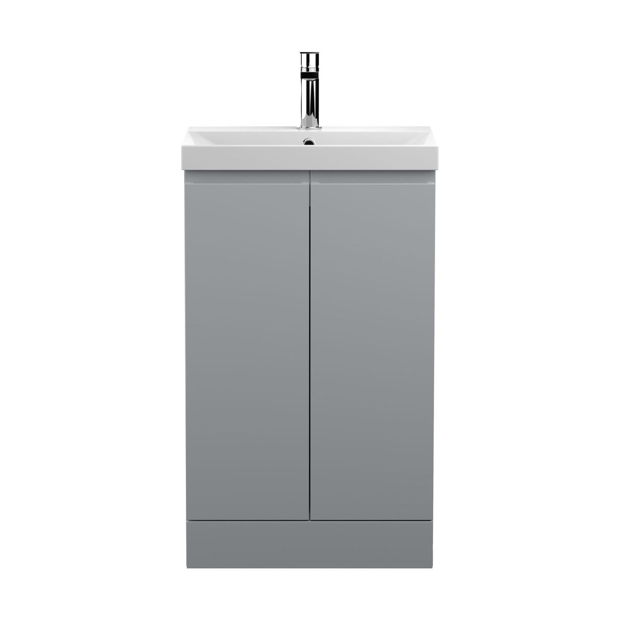 [BFRA207D] Mavesyn Contemporary 2 Door Floor Standing Vanity Unit with Thin Edge Basin, Satin Grey, 500mm - Cutout