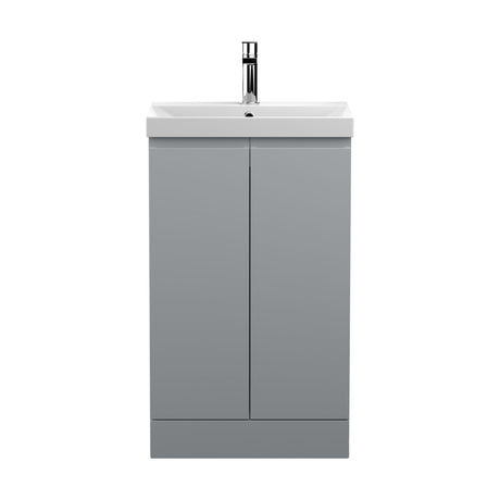 [BFRA207D] Mavesyn Contemporary 2 Door Floor Standing Vanity Unit with Thin Edge Basin, Satin Grey, 500mm - Cutout