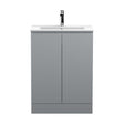 [BFRA208B] Mavesyn Contemporary 2 Door Floor Standing Vanity Unit with Minimalist Basin, Satin Grey, 600mm - Cutout