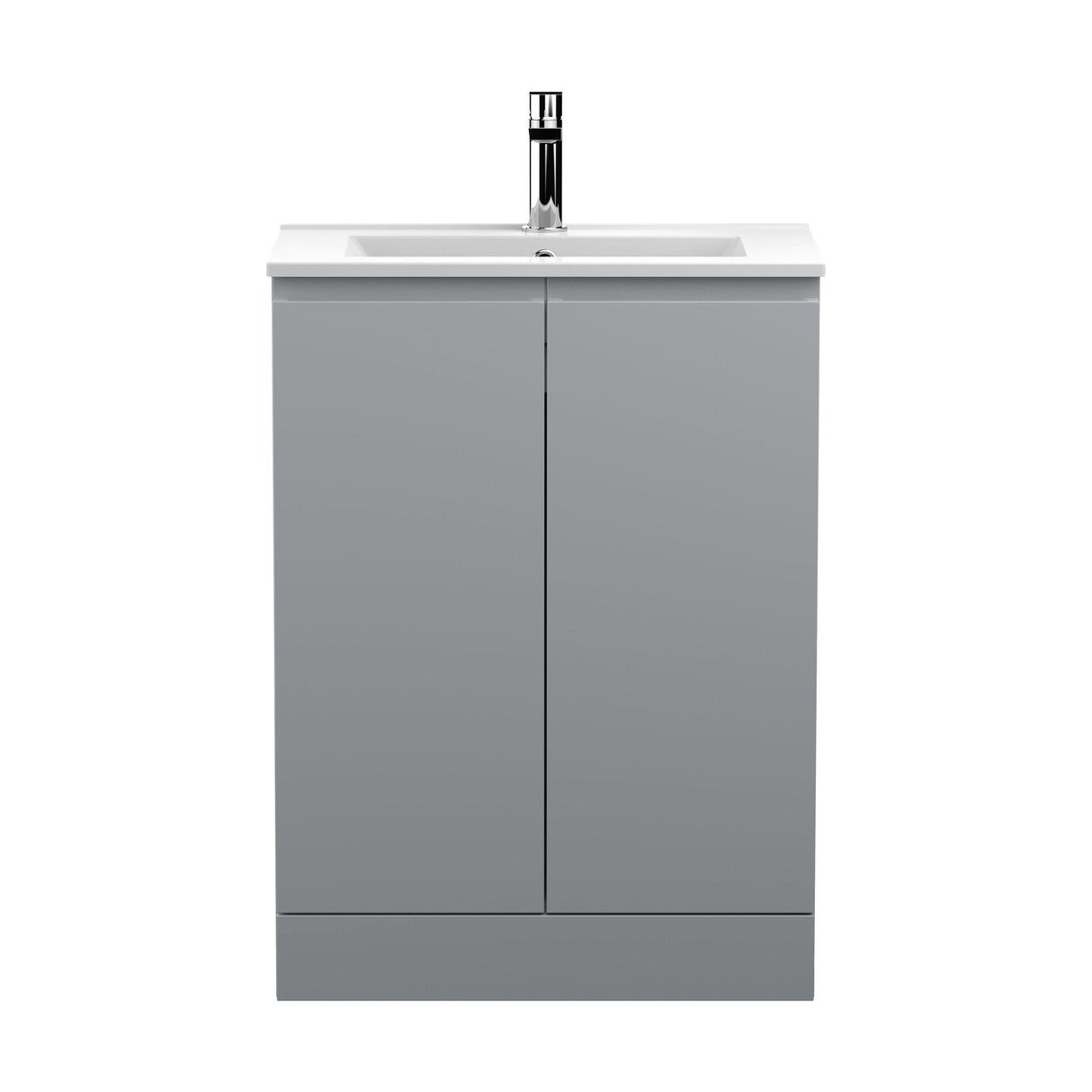 [BFRA208B] Mavesyn Contemporary 2 Door Floor Standing Vanity Unit with Minimalist Basin, Satin Grey, 600mm - Cutout