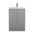 [BFRA208D] Mavesyn Contemporary 2 Door Floor Standing Vanity Unit with Thin Edge Basin, Satin Grey, 600mm - Cutout