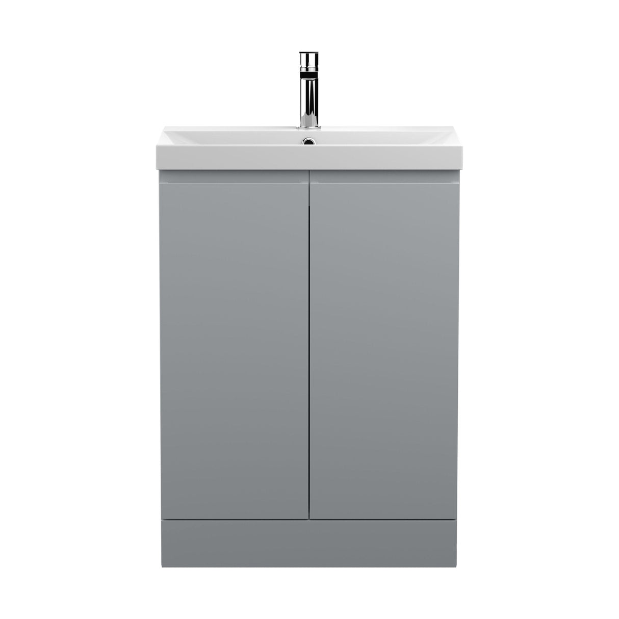 [BFRA208D] Mavesyn Contemporary 2 Door Floor Standing Vanity Unit with Thin Edge Basin, Satin Grey, 600mm - Cutout