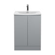 [BFRA208G] Mavesyn Contemporary 2 Door Floor Standing Vanity Unit with Curved Basin, Satin Grey, 600mm - Cutout