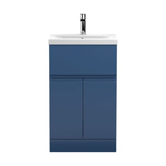 [BFRA301A] Rapture Floor Standing Vanity Basin Unit with Mid-Edge Ceramic Basin (Tap Not Included), 500mm - Satin Blue - Balterley - Cutout