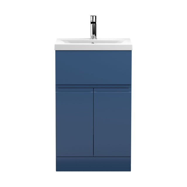 [BFRA301A] Rapture Floor Standing Vanity Basin Unit with Mid-Edge Ceramic Basin (Tap Not Included), 500mm - Satin Blue - Balterley - Cutout
