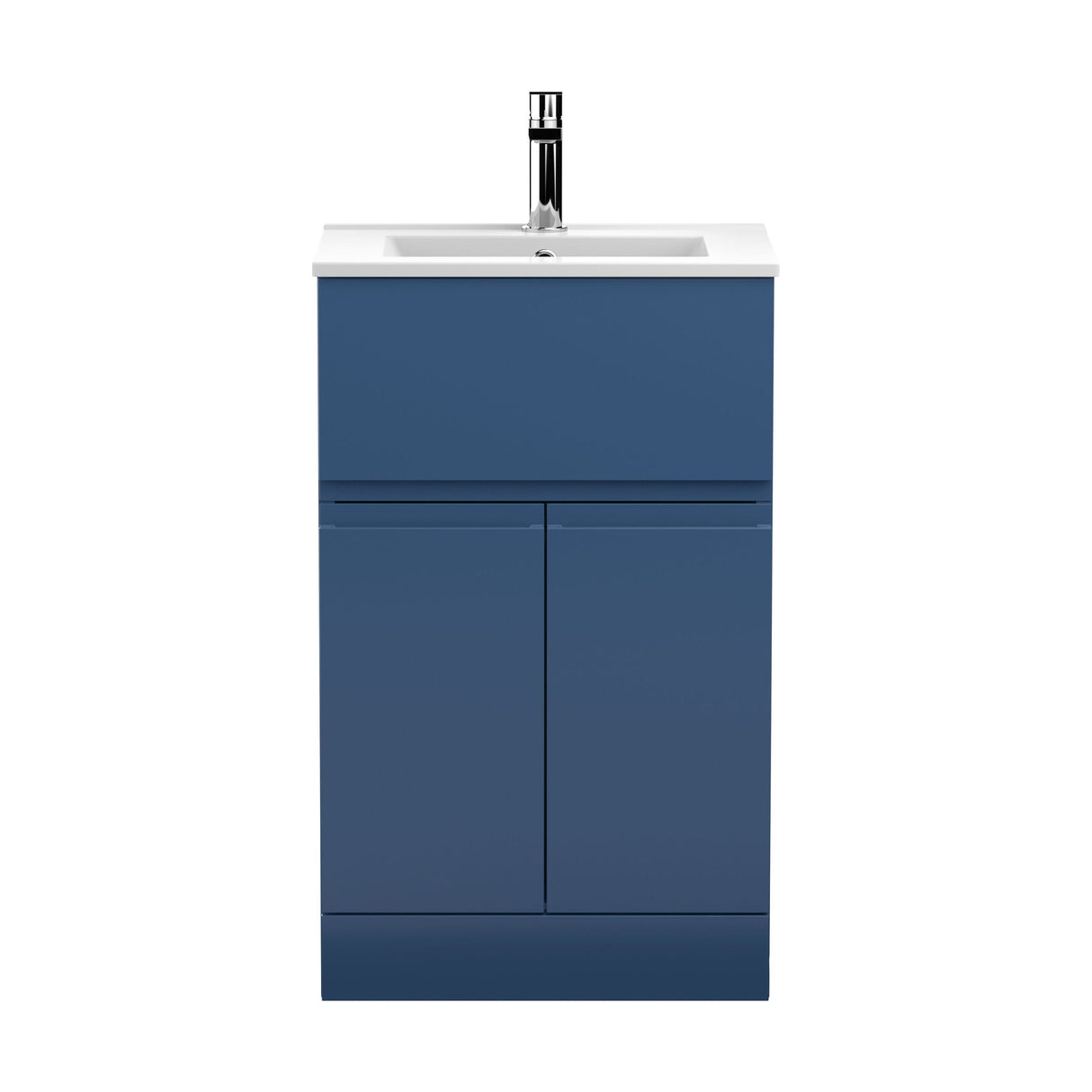 [BFRA301B] Rapture Floor Standing Vanity Basin Unit with Minimalist Ceramic Basin (Tap Not Included), 500mm - Satin Blue - Balterley - Cutout