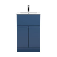 [BFRA301B] Rapture Floor Standing Vanity Basin Unit with Minimalist Ceramic Basin (Tap Not Included), 500mm - Satin Blue - Balterley - Cutout