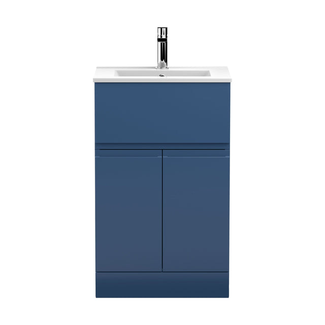 [BFRA301B] Rapture Floor Standing Vanity Basin Unit with Minimalist Ceramic Basin (Tap Not Included), 500mm - Satin Blue - Balterley - Cutout