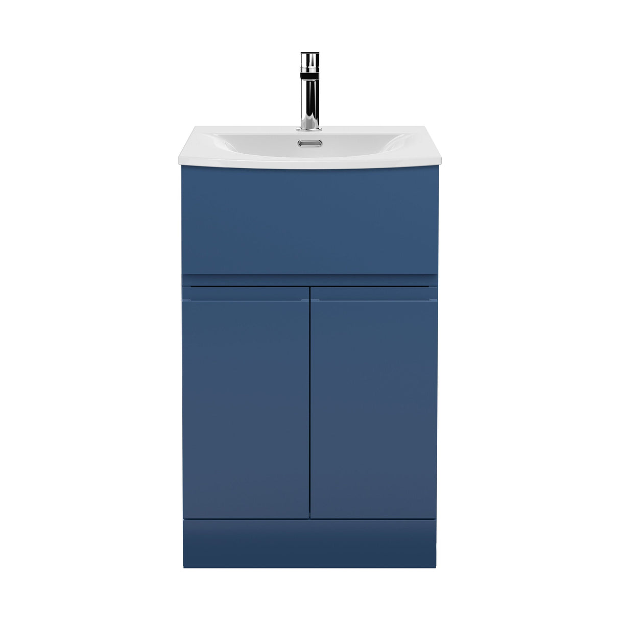 [BFRA301G] Rapture Floor Standing Vanity Basin Unit with Curved Ceramic Basin (Tap Not Included), 500mm - Satin Blue - Balterley - Cutout