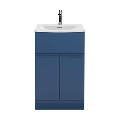 [BFRA301G] Rapture Floor Standing Vanity Basin Unit with Curved Ceramic Basin (Tap Not Included), 500mm - Satin Blue - Balterley - Cutout