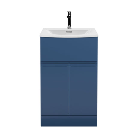 [BFRA301G] Rapture Floor Standing Vanity Basin Unit with Curved Ceramic Basin (Tap Not Included), 500mm - Satin Blue - Balterley - Cutout
