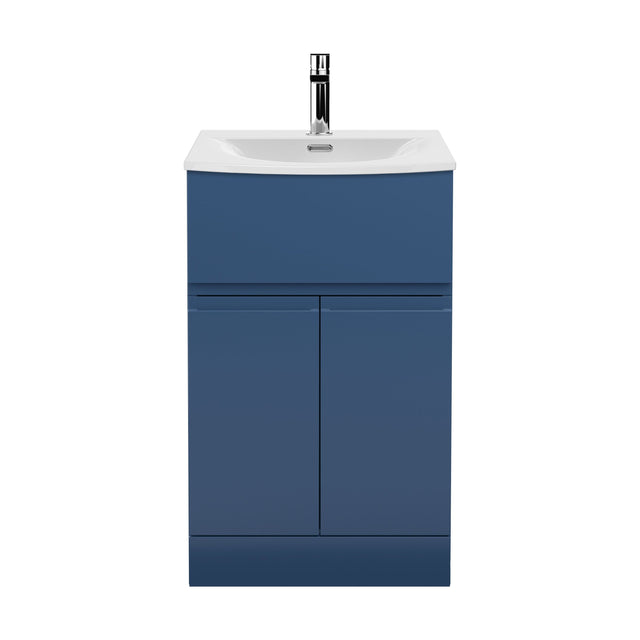 [BFRA301G] Rapture Floor Standing Vanity Basin Unit with Curved Ceramic Basin (Tap Not Included), 500mm - Satin Blue - Balterley - Cutout