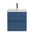 [BFRA302D] Mavesyn Contemporary 2 Drawer Wall Hung Vanity Unit with Thin Edge Basin, Dark Blue, 500mm - Cutout
