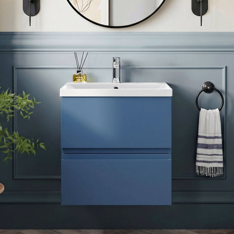 [BFRA302D] Mavesyn Contemporary 2 Drawer Wall Hung Vanity Unit with Thin Edge Basin - Choice of Size and Colour - Silo